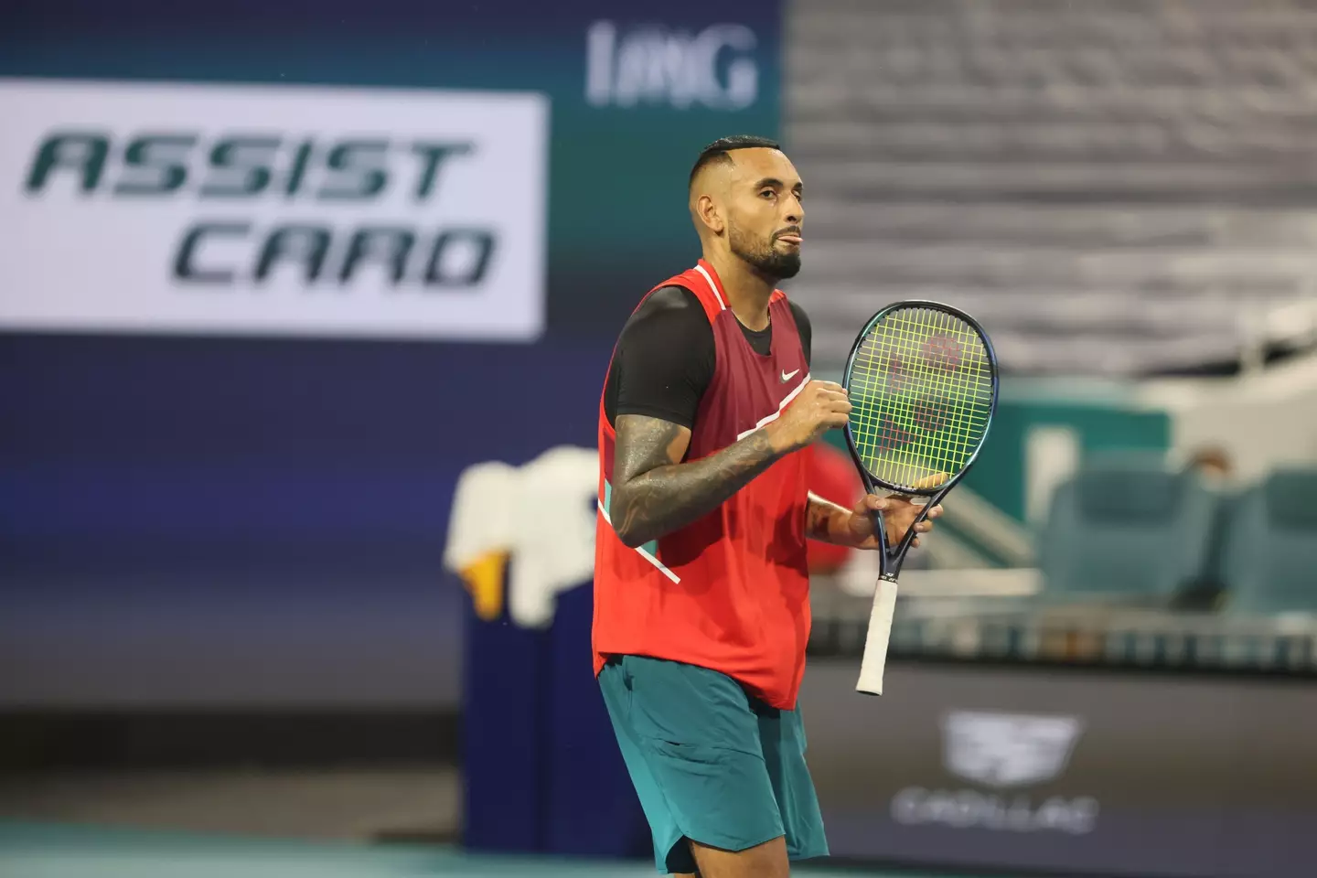 Kyrgios was fined for 'disgusting' behaviour including spitting and swearing at someone in his player's box.