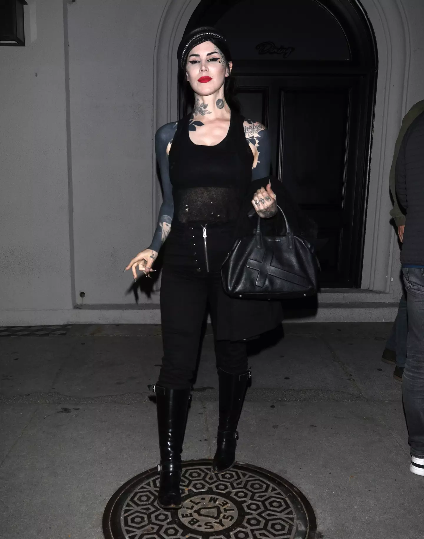 Kat Von D, seen showing off her blackout tattoos, was sued for copyright infringement in 2021 (jfizzy/Star Max/GC Images)