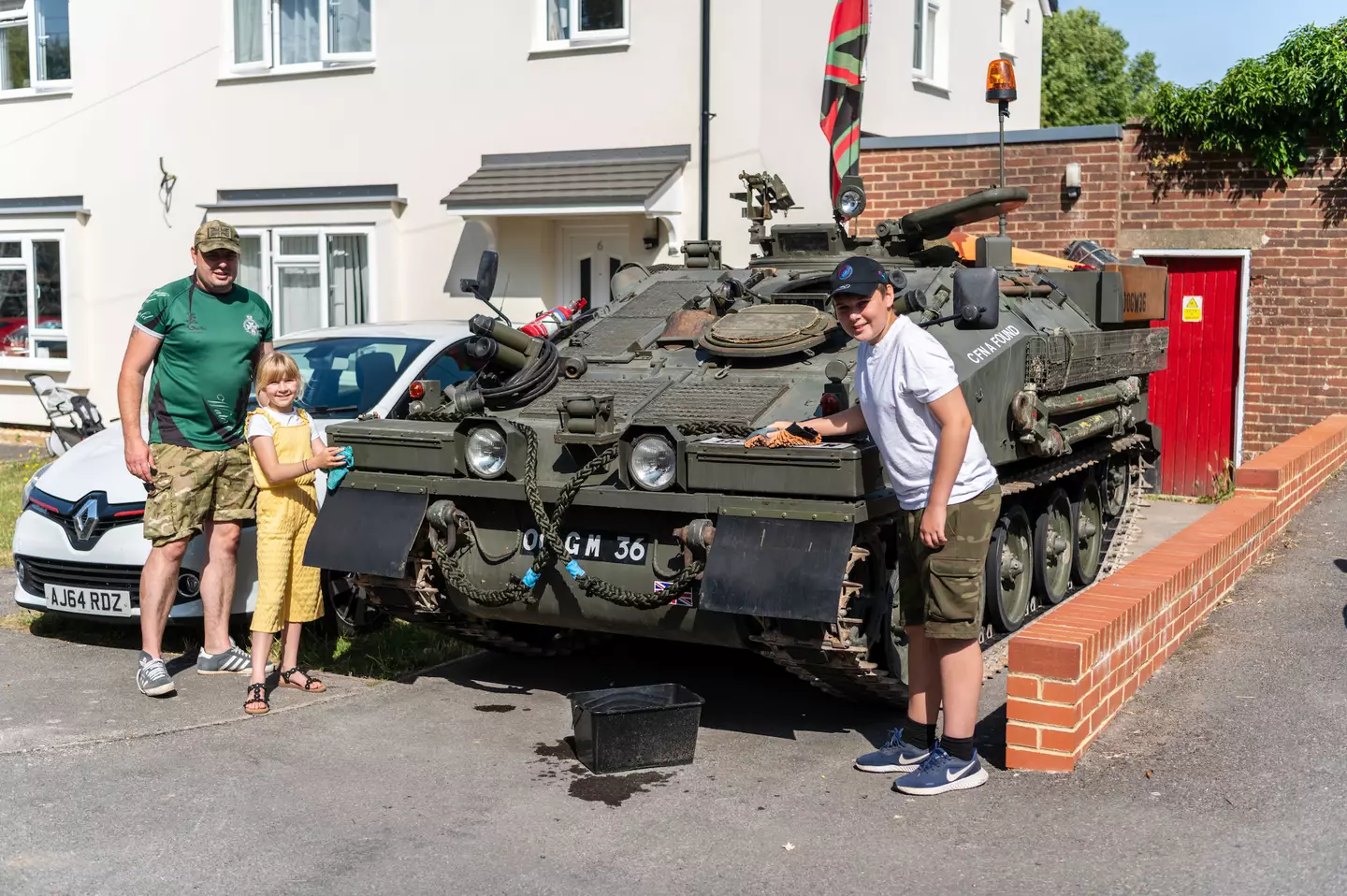 They keep the tank on the driveway.