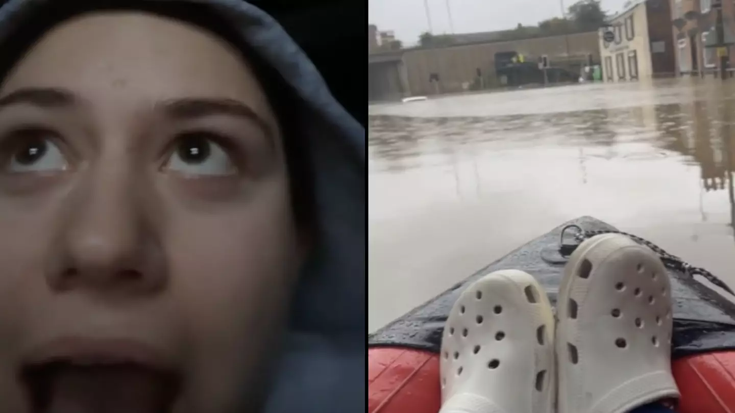 Woman kayaks home after finishing shift at work as Storm Babet causes chaos