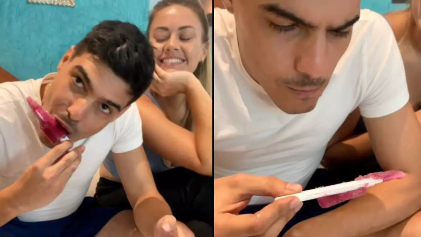 People disgusted by video of woman putting pregnancy test inside popsicle and making boyfriend eat it