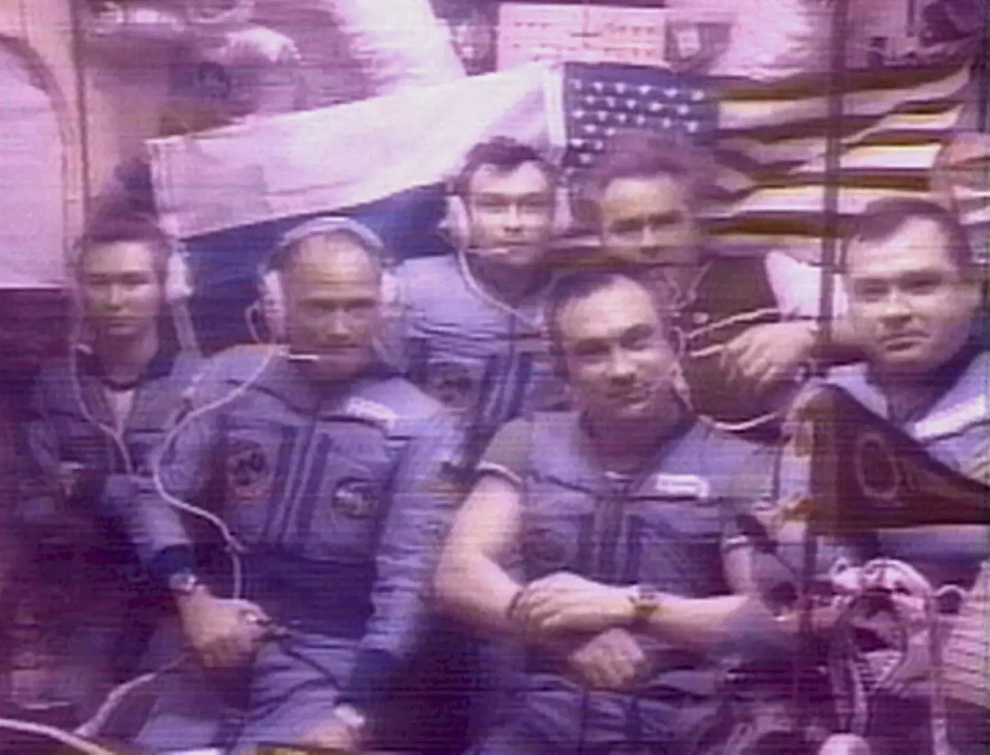 Polyakov and other crew on the Mir space station in 1995 (AFP via Getty Images)