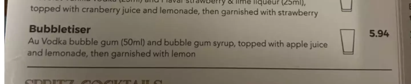The Bubbletiser features bubble gum syrup and apple juice.