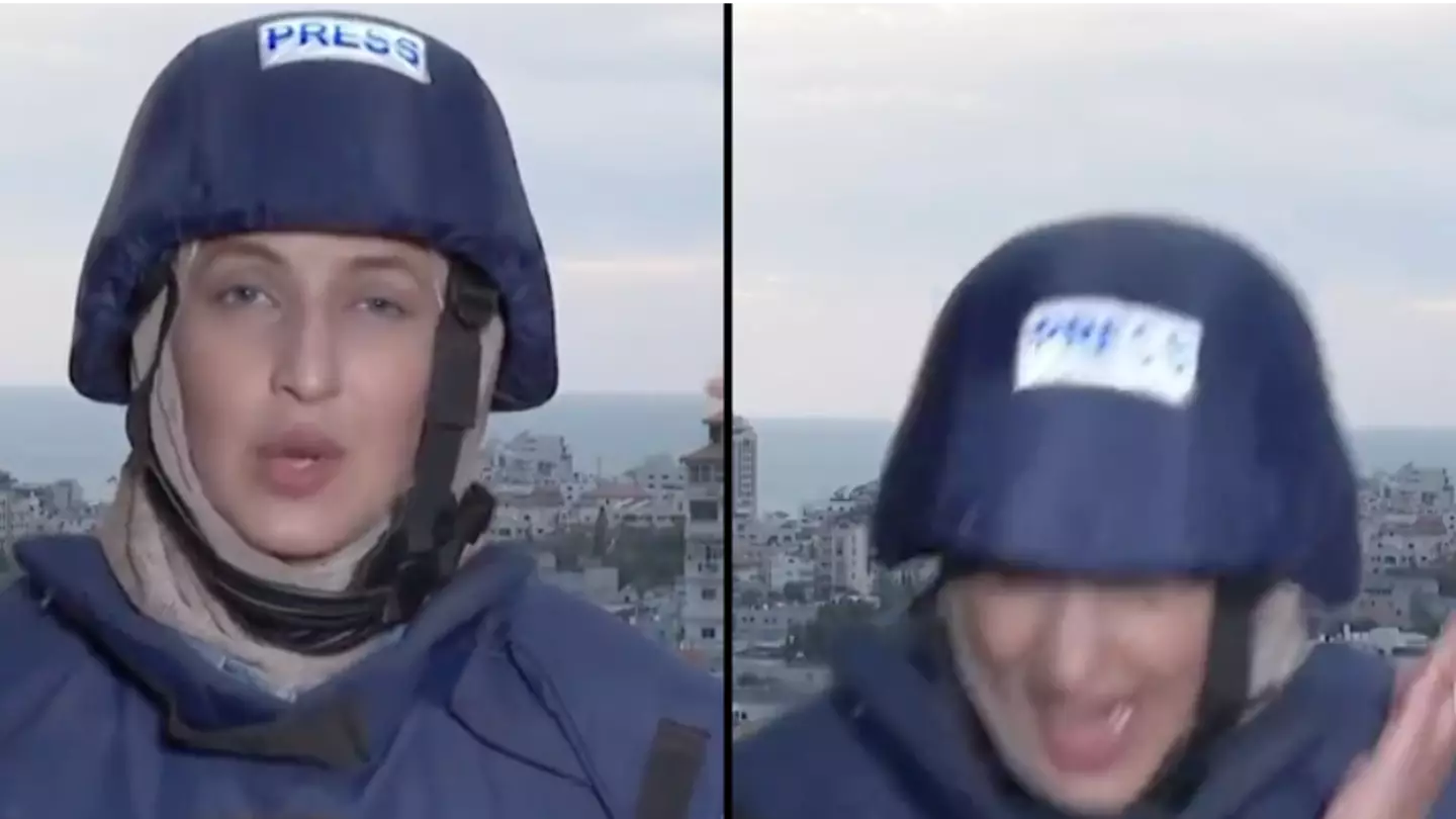 Reporter screams and ducks for cover as rocket hits live on air
