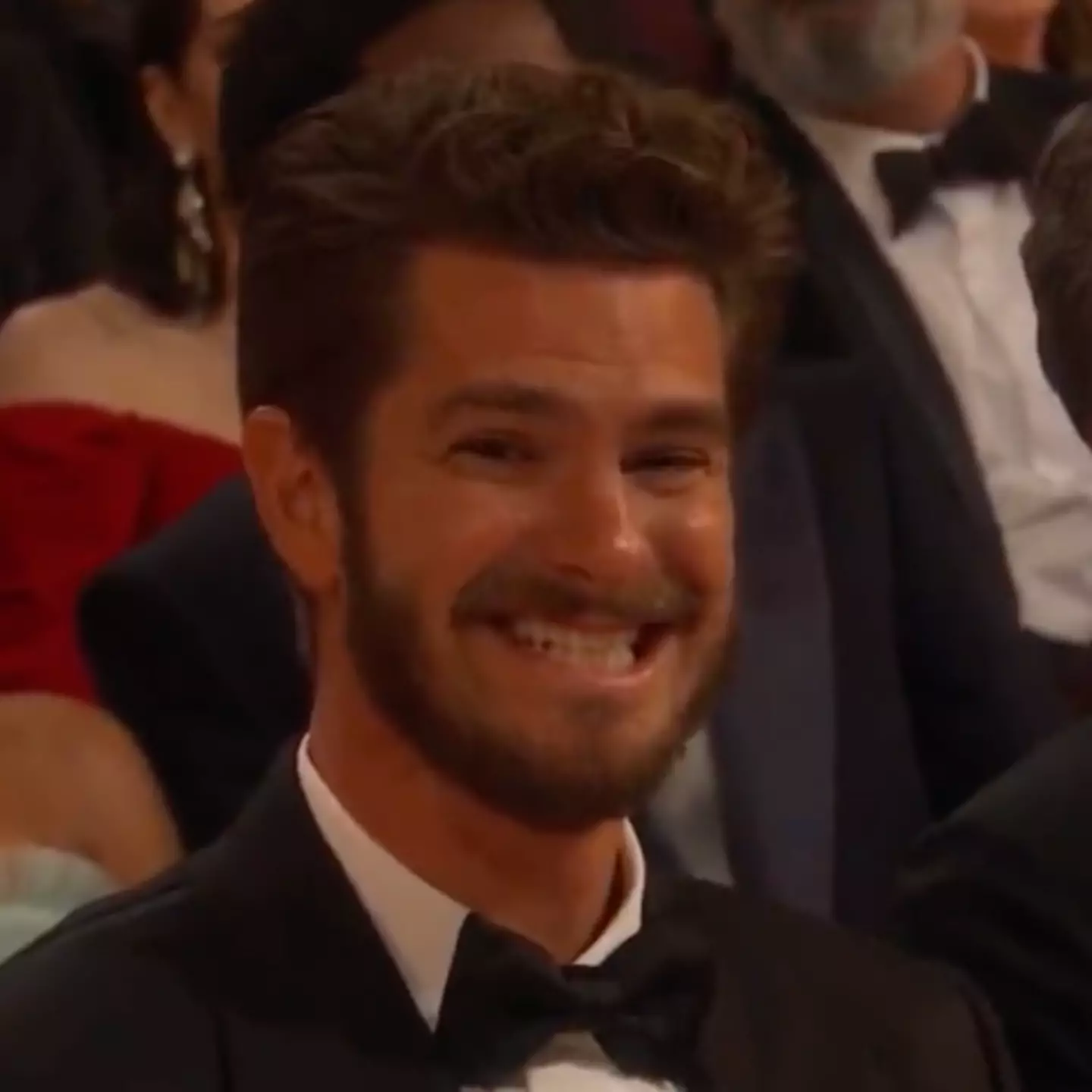 Andrew Garfield awkwardly smiled at viewers.