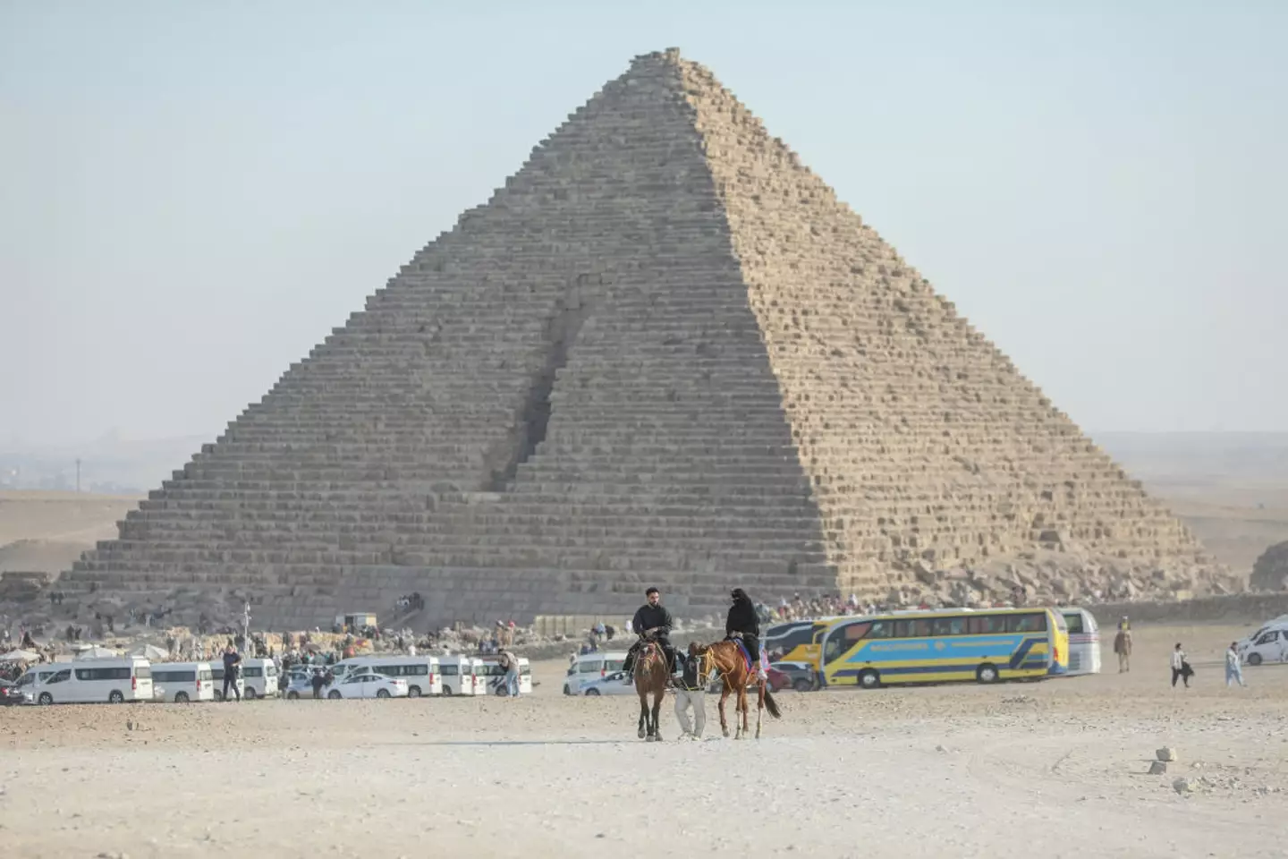 The study unveiled two 'voids' inside the eastern facade of the Pyramid of Menkaure (Mohamed Elshahed/Anadolu via Getty Images)