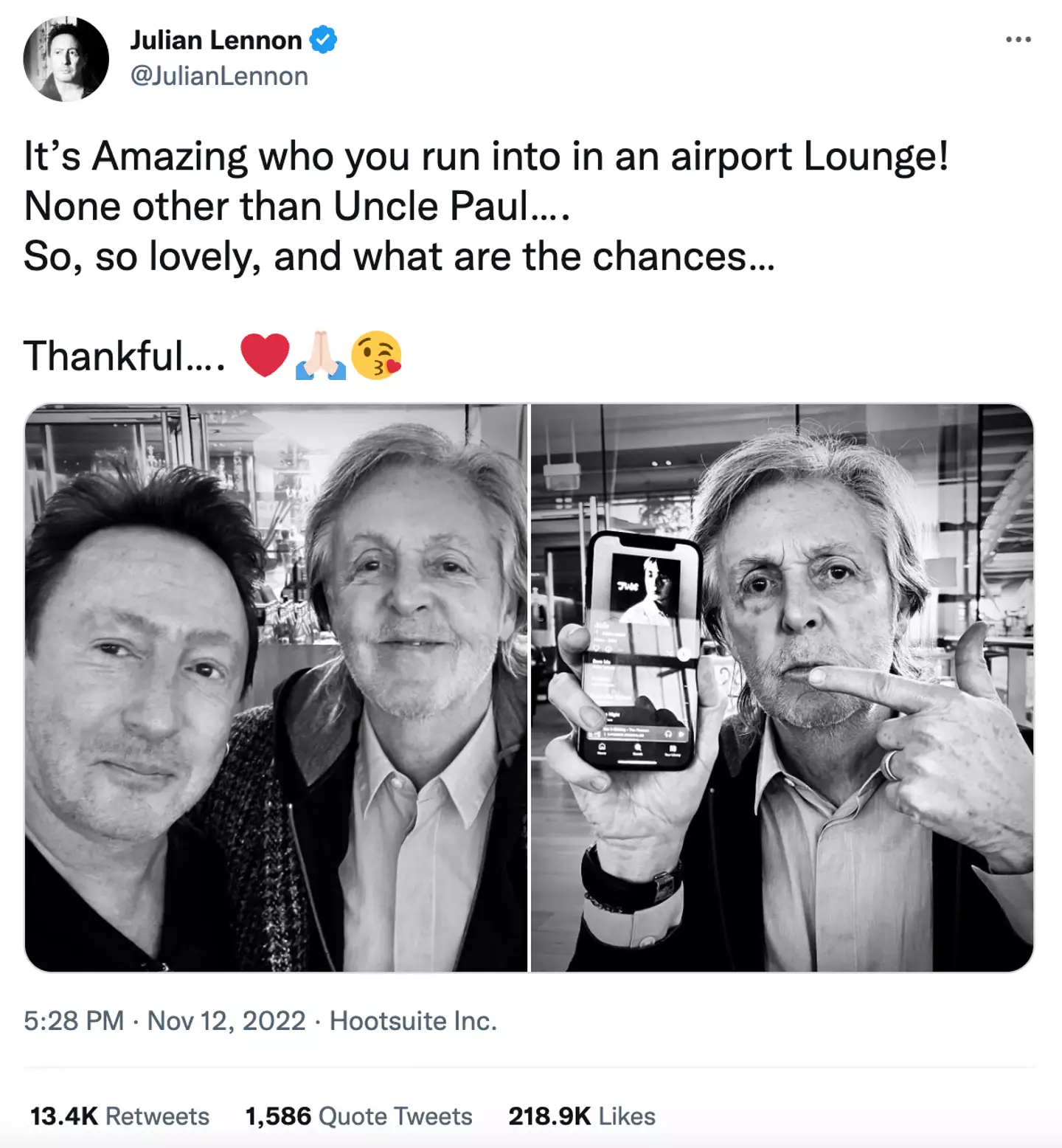 Julian tweeted about their meet up.