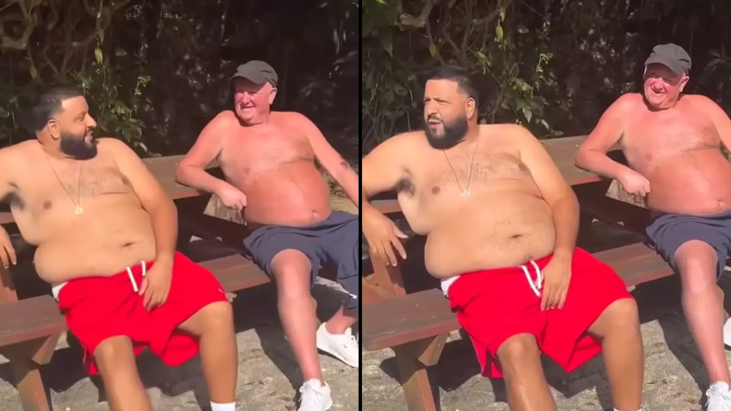 DJ Khaled becomes best mates with topless British geezer Tony on holiday in Barbados