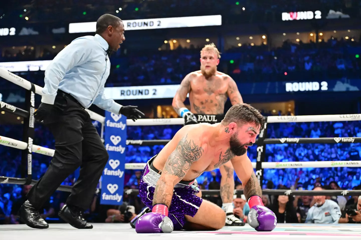 Paul dominated the boxing match against MMA fighter Perry, with the event ending by a TKO in round six. (Julio Aguilar/Getty Images)
