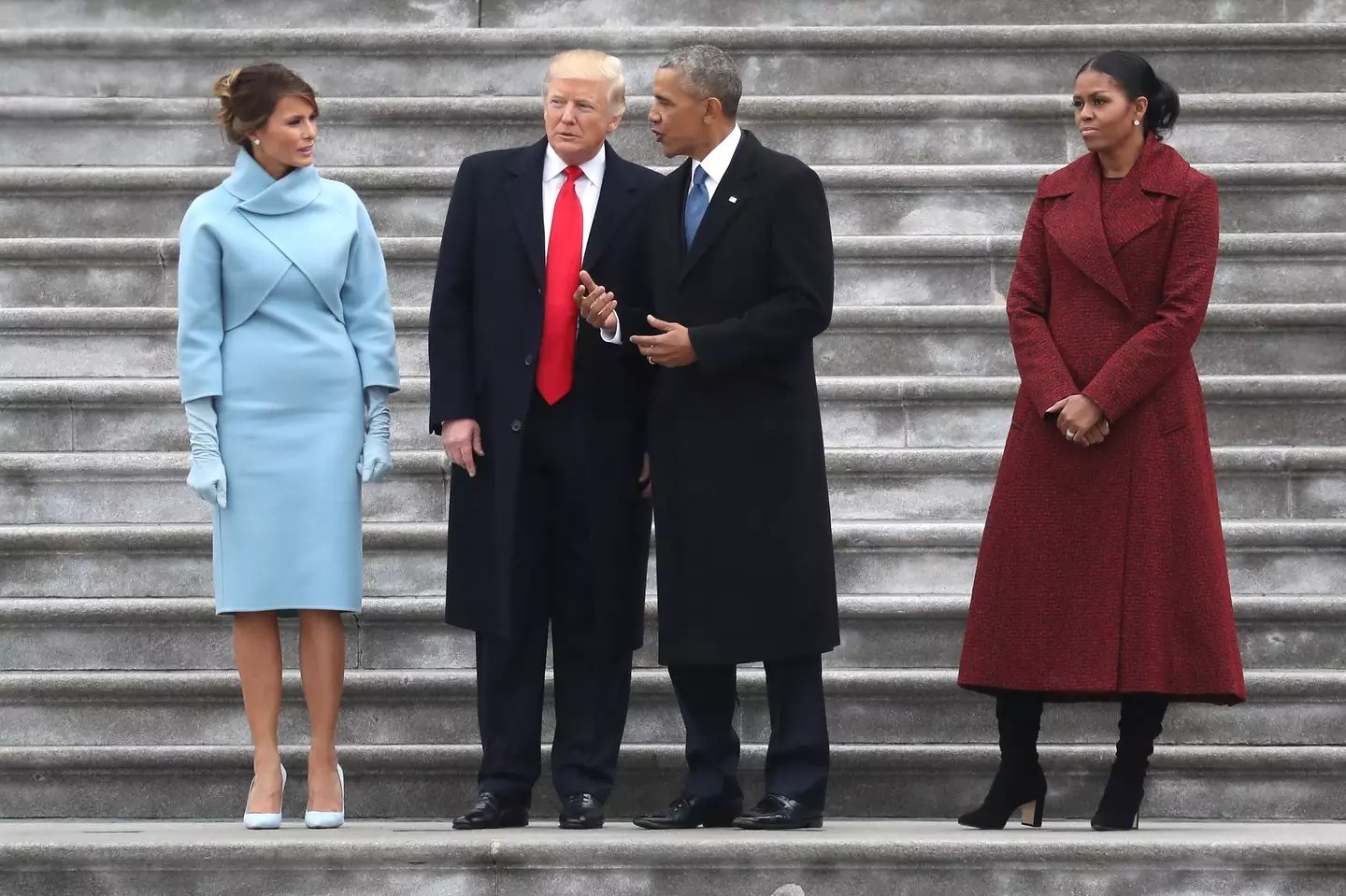 Trump and his wife Melania pictured with Barack and Michelle Obama in 2017 (Rob Carr/Getty Images)