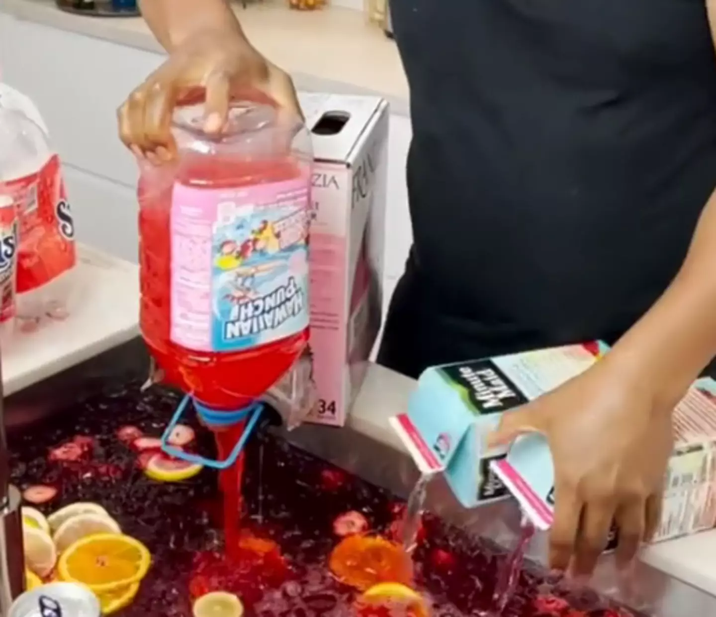Tipsy bartender makes famous Jungle Juice in the sink (TikTok / realtipsybartender)