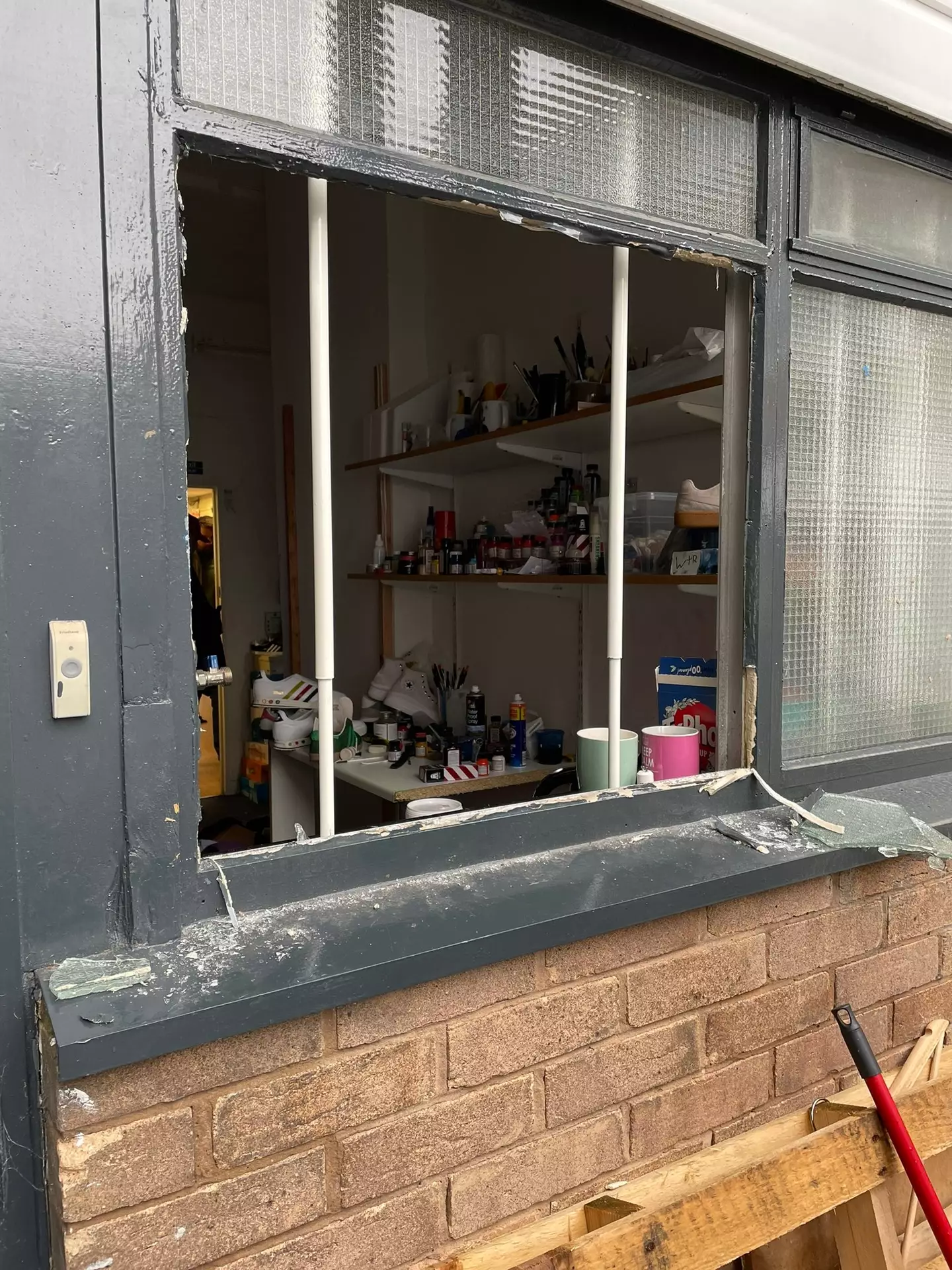 The shop was broken into.