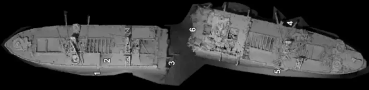 The SS Richard Montgomery has been split in half (Maritime Coastguard Agency)