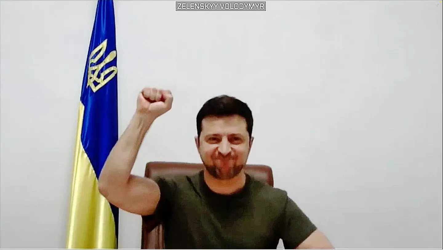 Zelenskyy via video link from Kyiv, at the beginning of the EU special session of the European Parliament.
