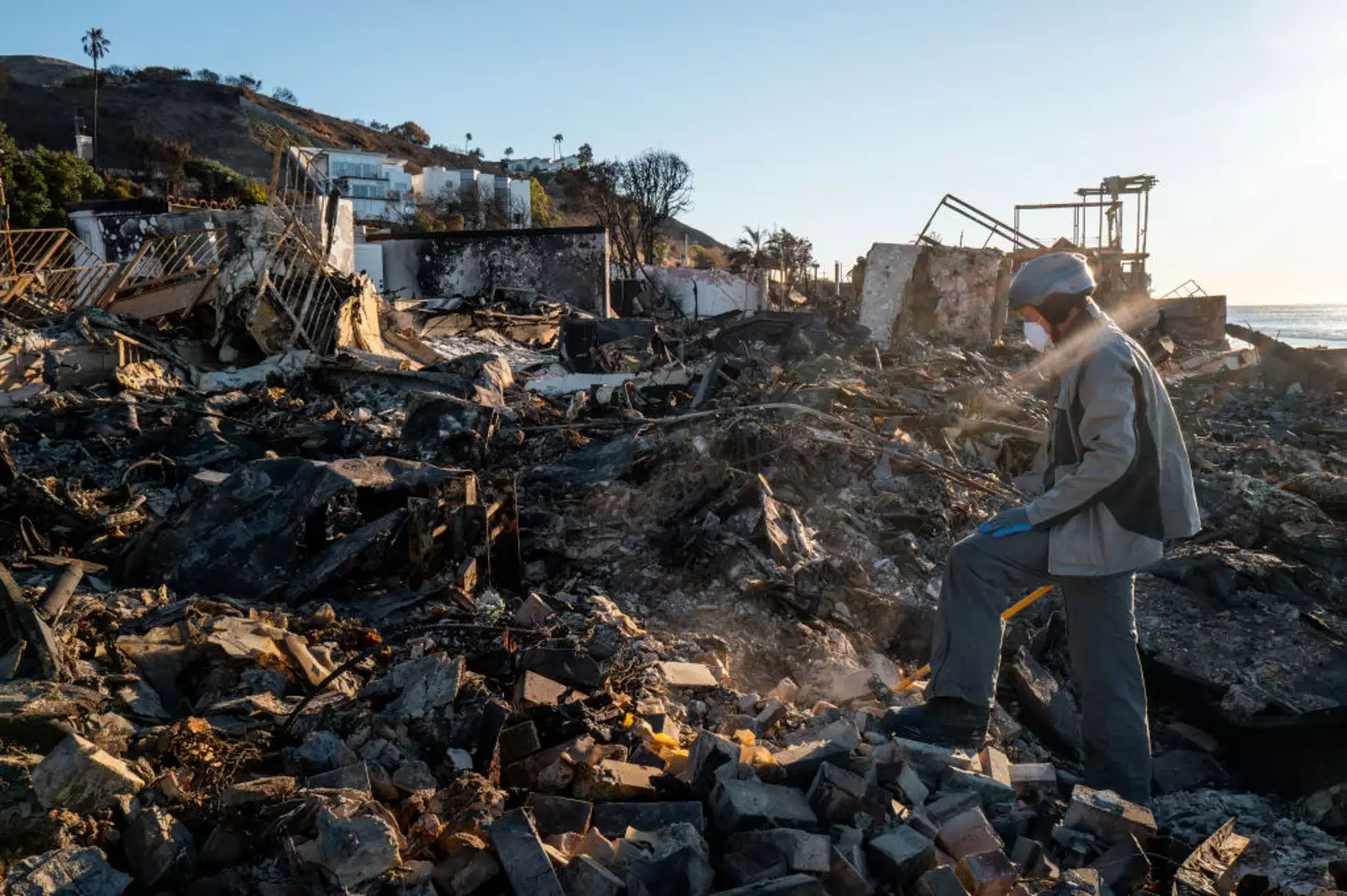 A home destroyed by the Palisades fire in Malibu, California (Brandon Bell/Getty Images)