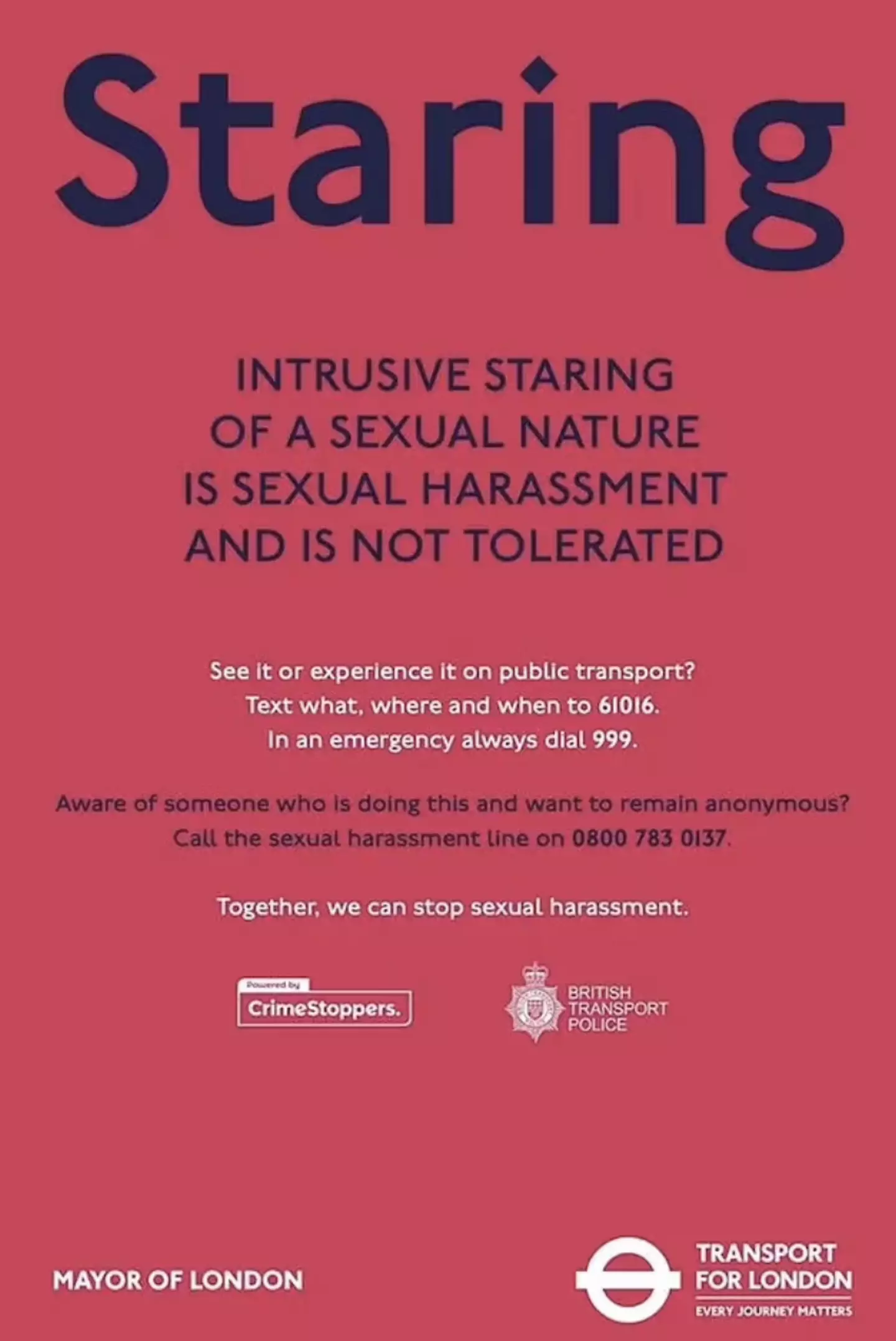 TfL have launched a campaign to combat predatory behaviour on the tube.