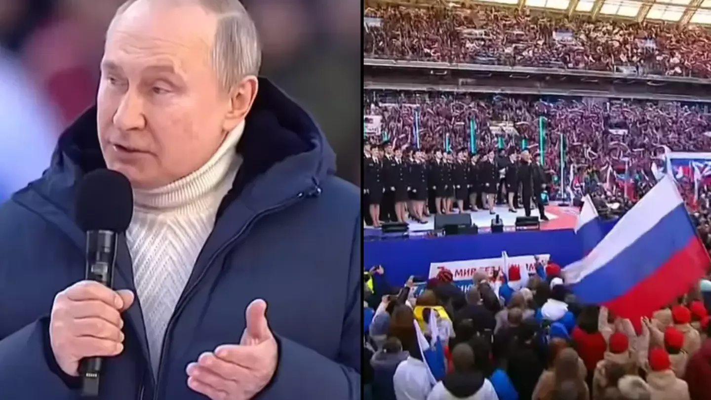 Vladimir Putin Holds Huge Rally In Front Of Tens Of Thousands Of Russians Waving 'Z' Flags