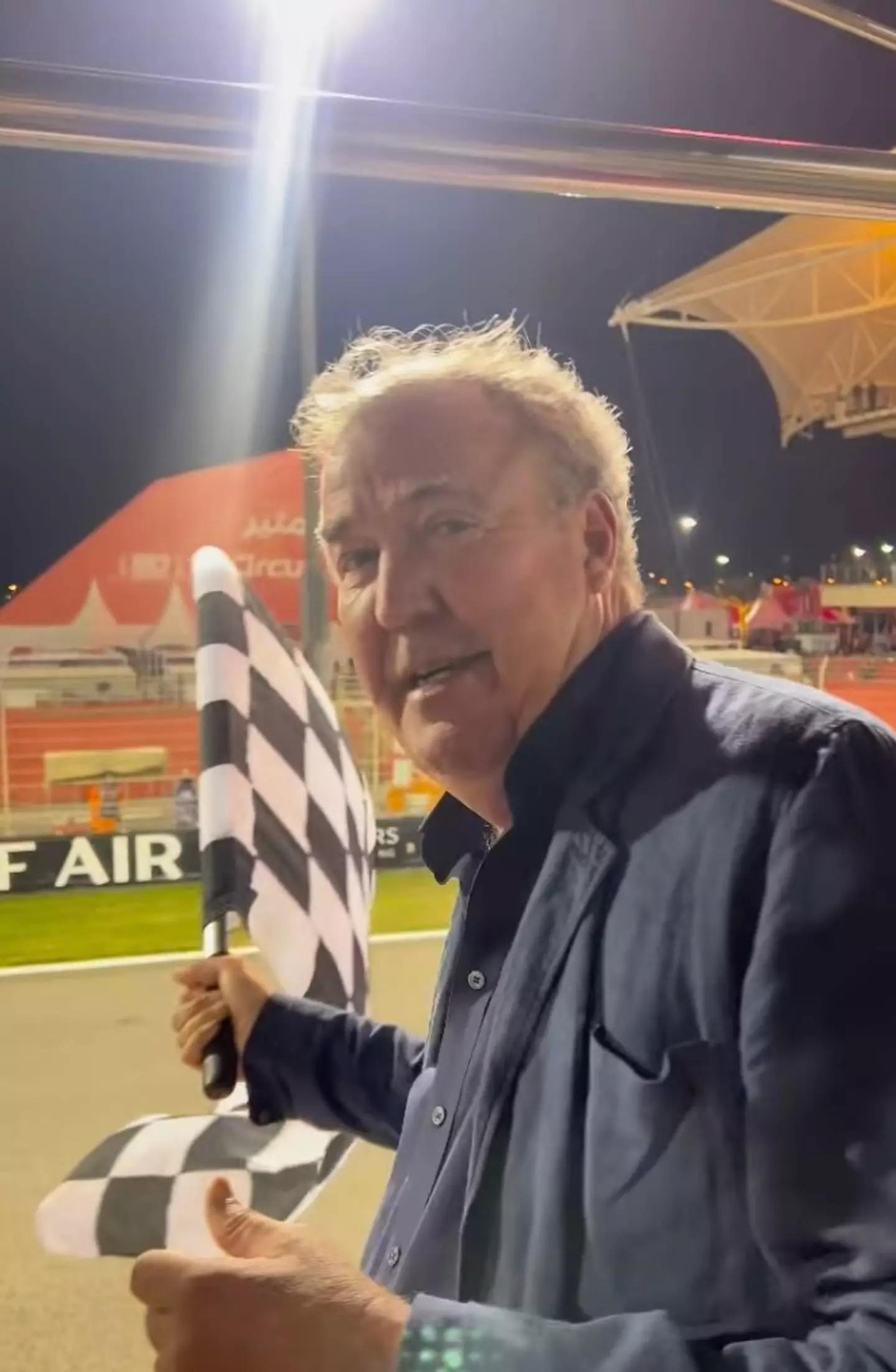 Jeremy Clarkson waved the black and white chequered flag at the F1.
