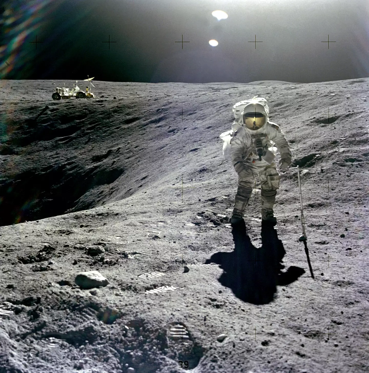 Charles Duke on the surface of the Moon.