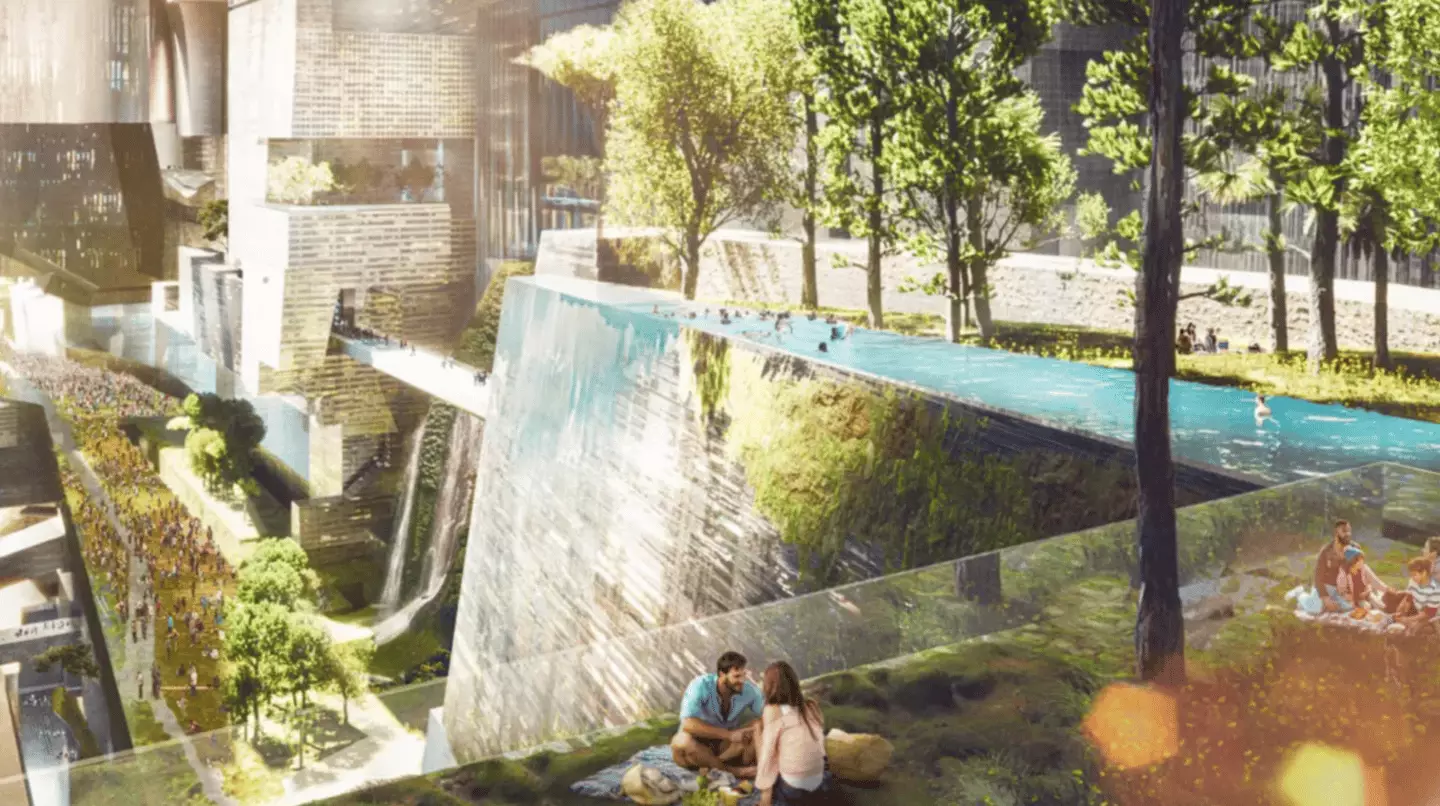 The city's interior was meant to be revolutionary, with no need for roads to get around (Neom)