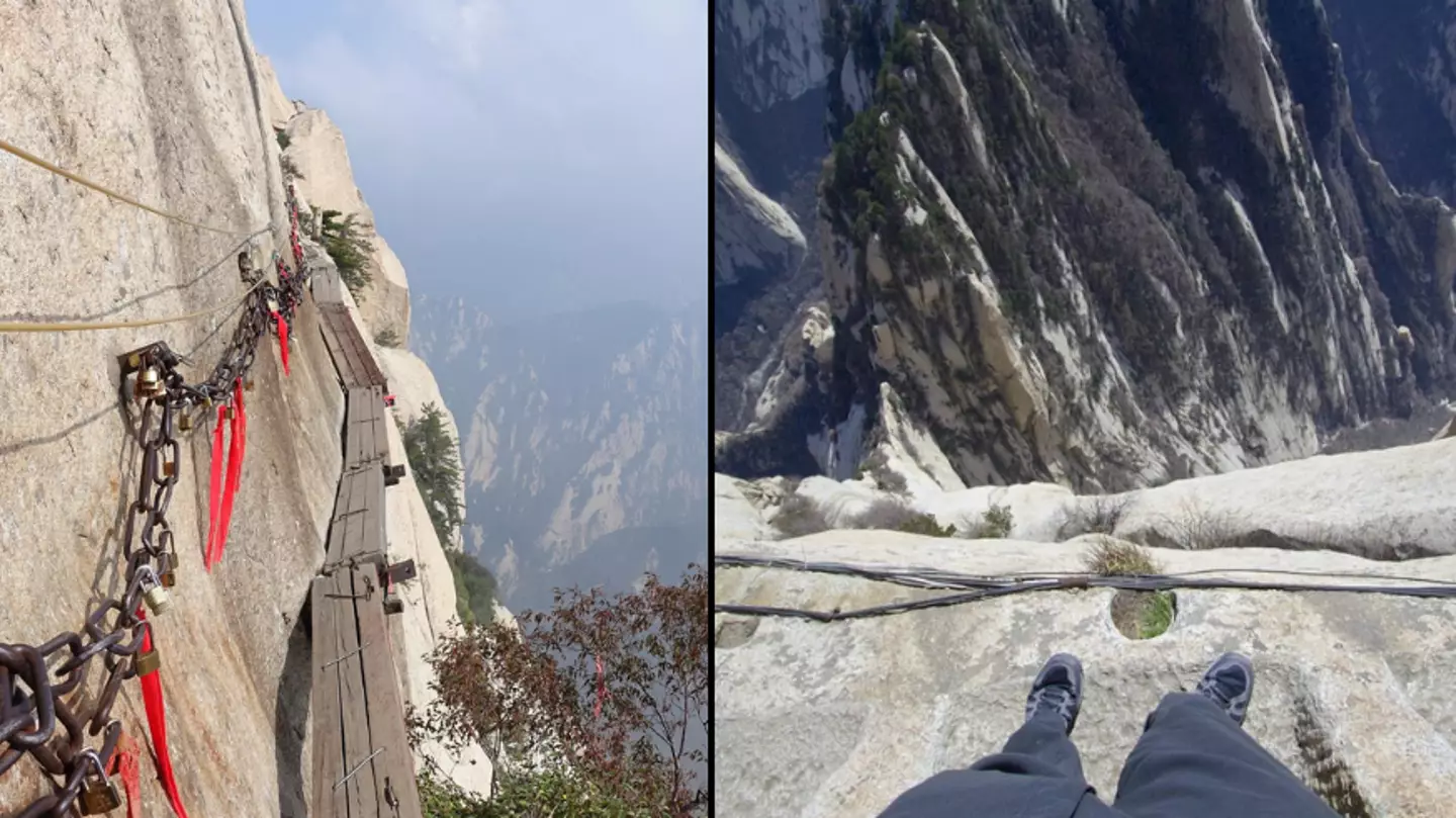'World's most dangerous walk' where it’s rumoured 100 people die per year and a harness is needed to travel across