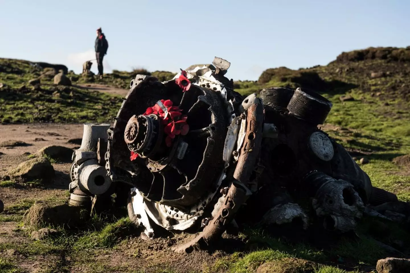 Remains of the crash are still there. (OLI SCARFF/AFP via Getty Images)