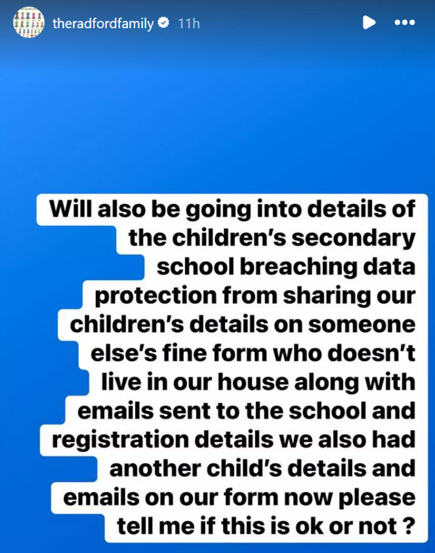 They've got a bone to pick with the school (Instagram/@theradfordfamily)