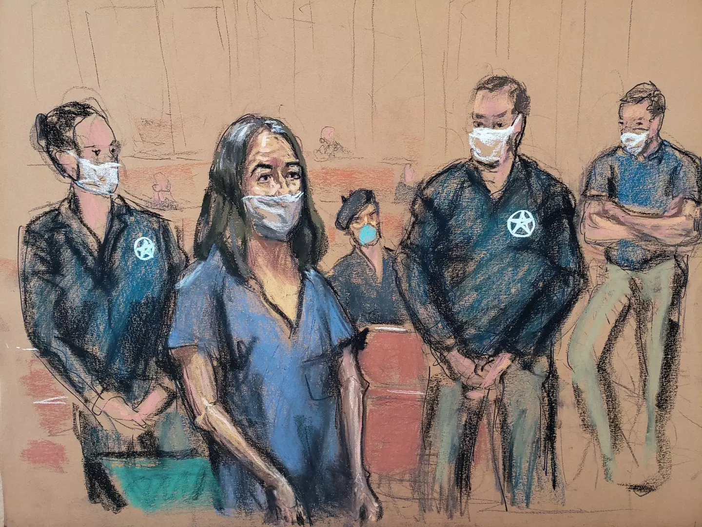 Courtroom sketch of Ghislaine Maxwell.