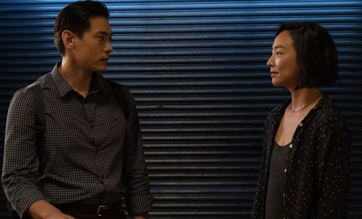 Teo Yoo and Greta Lee in Past Lives.