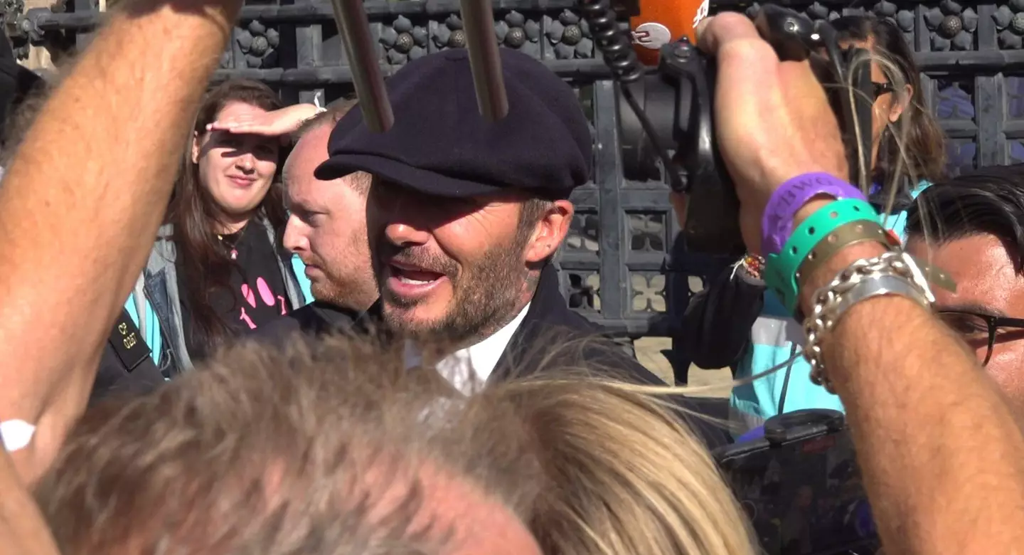 David Beckham outside Westminster Hall after he'd seen the Queen's coffin.
