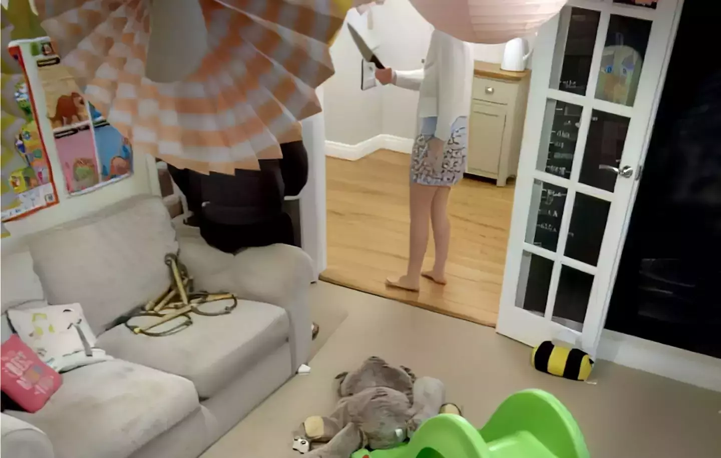 Harrowing footage captured on a nanny cam showed Sheree threatening Richard with a knife (Channel 5)