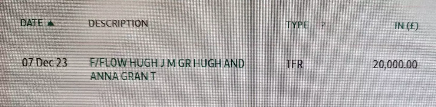 He shared a screenshot of the donation online.