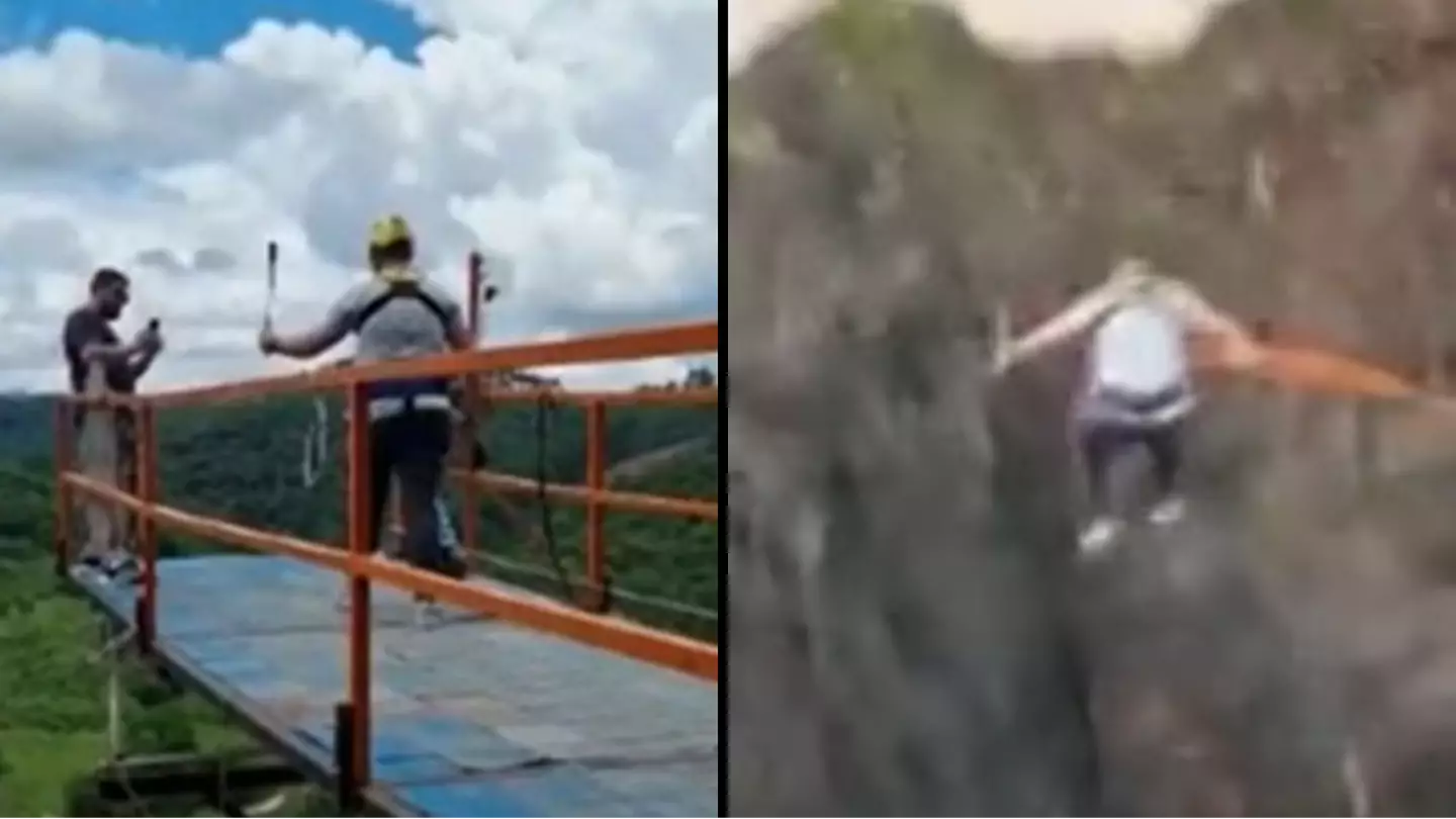 Man plunges 70ft after rope snaps during bungee jump to celebrate divorce