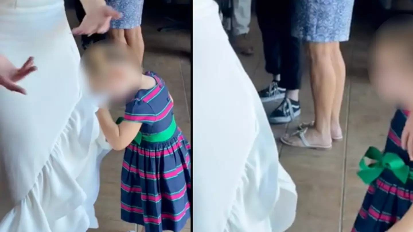 People call for child-free weddings after toddler is seen wiping their face on bride’s dress