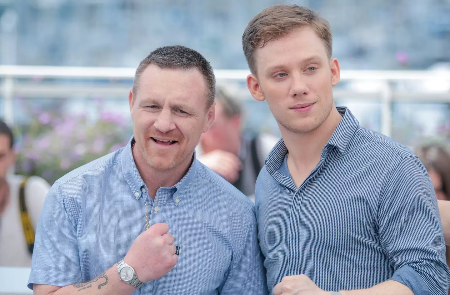 Boxer Billy Moore alongside actor Joe Cole, who played him in A Prayer Before Dawn.