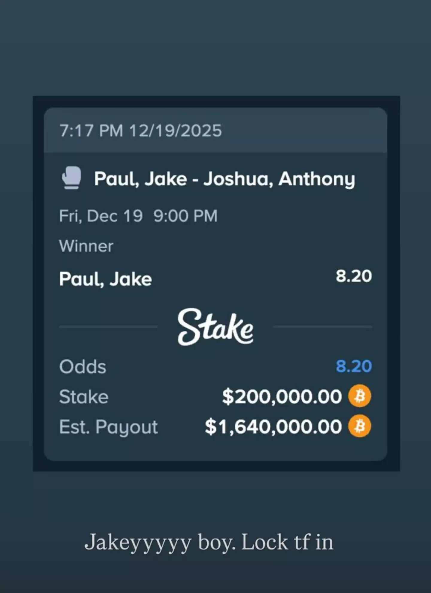 Drake bet on Paul to win (champagnepapi/Instagram)