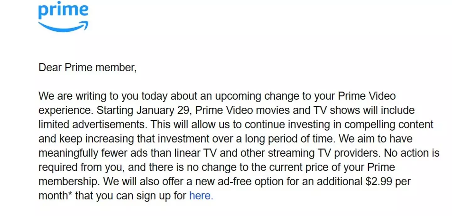 Users received a gut-punching email about adverts being brought in.