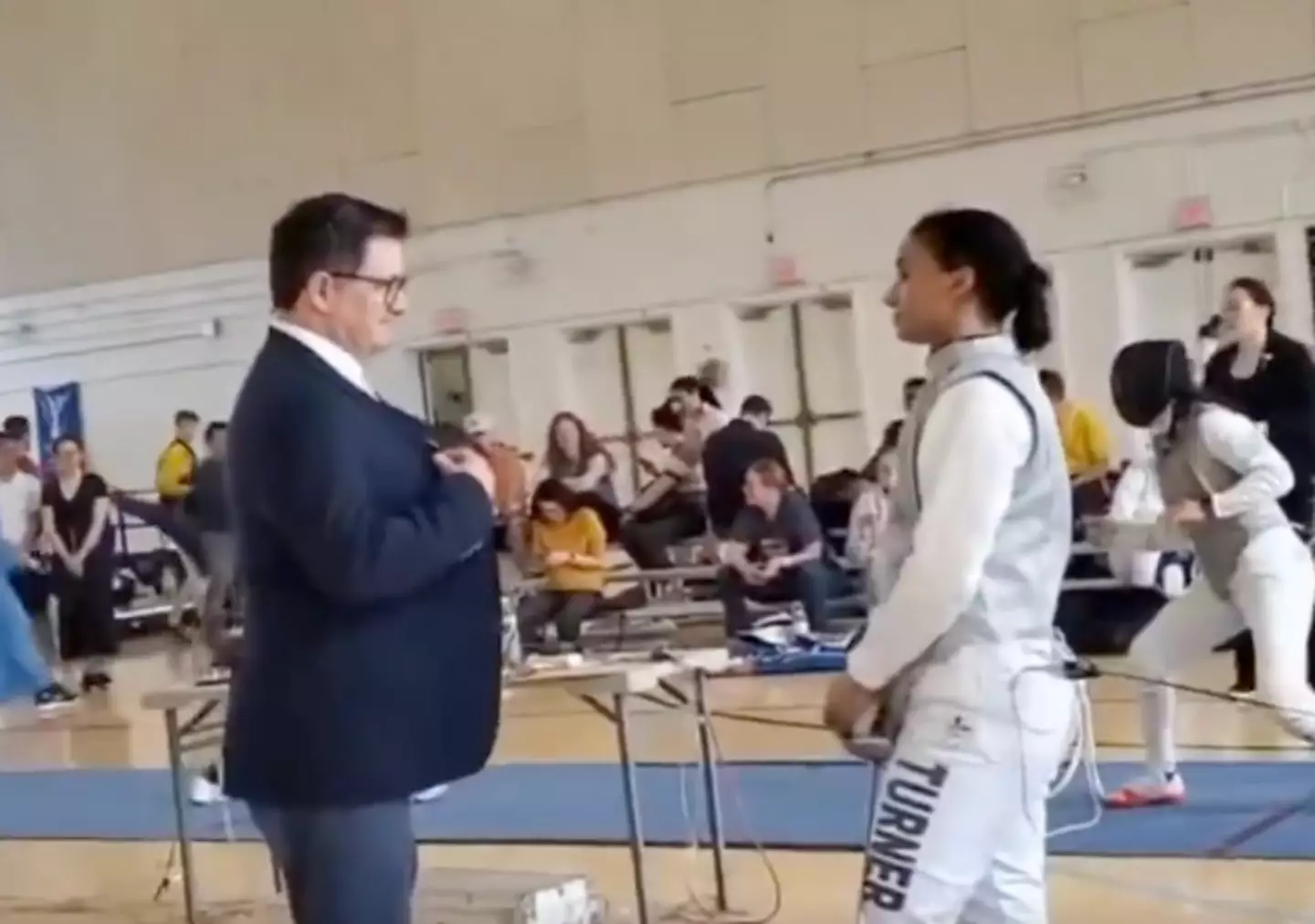 Turner was shown the black card. (X/@icons_women)