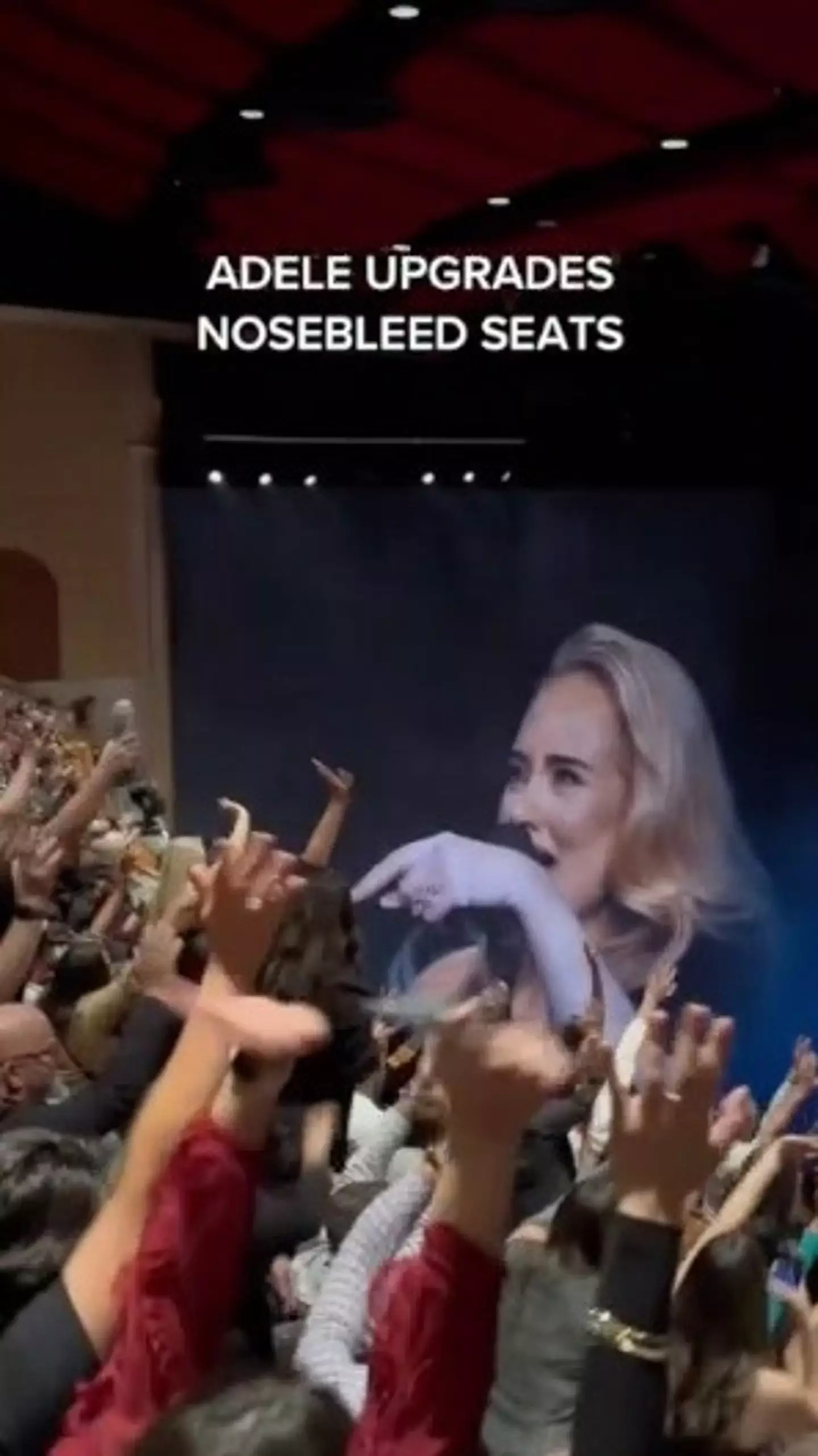 Adele generously allowed two fans who were seated at the very back to enjoy the front row experience.