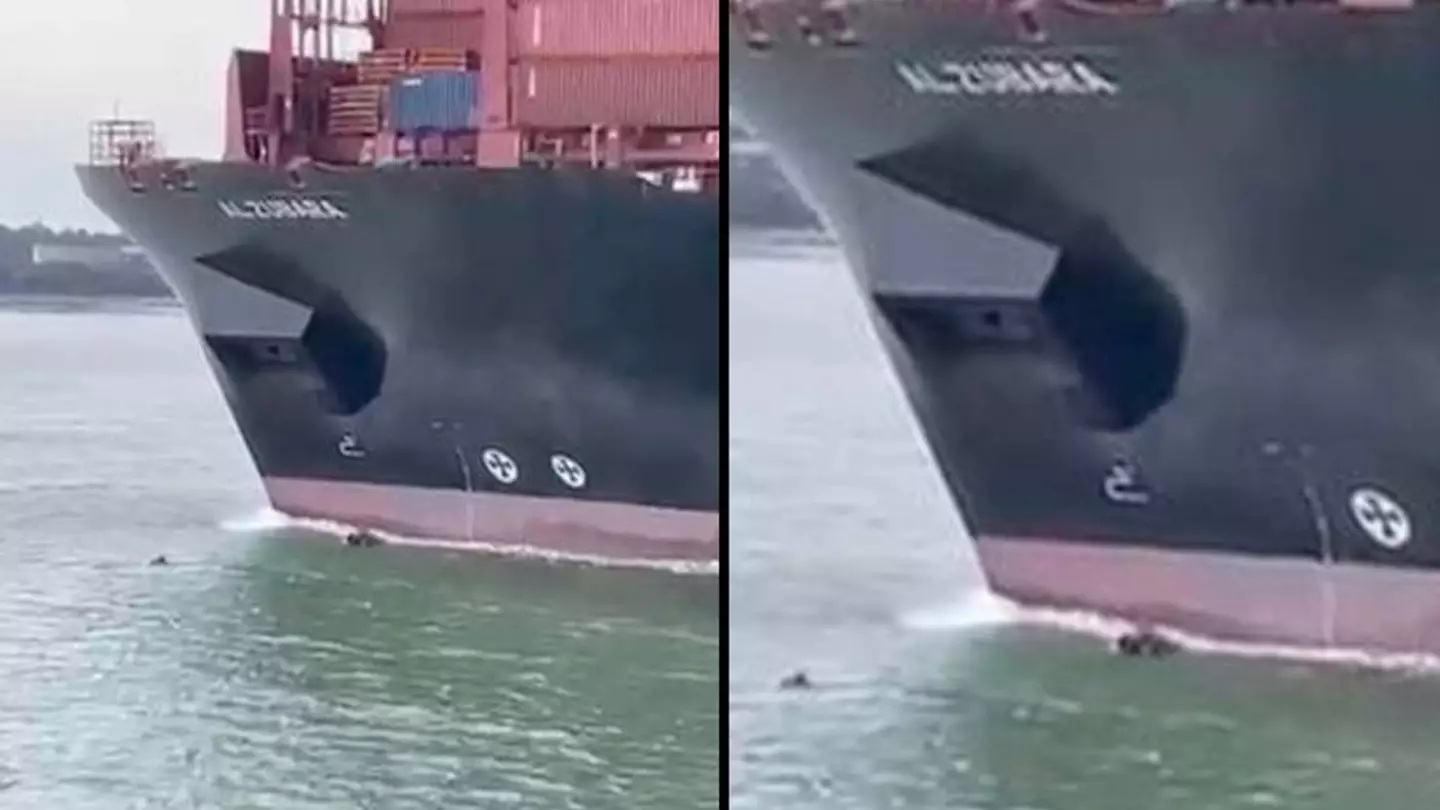 Man Forced To Swim For Life After Dinghy Ends Up In Path Of Huge Cargo Ship
