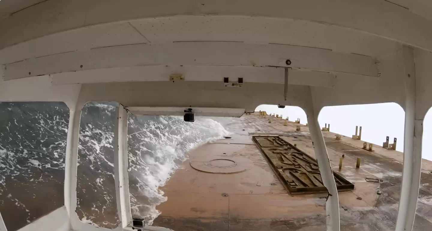 The 175-foot barge, dubbed Ripper Reef, was sunk at Harm’s Ledge off the coast of Florida (YouTube/UWPICVID)
