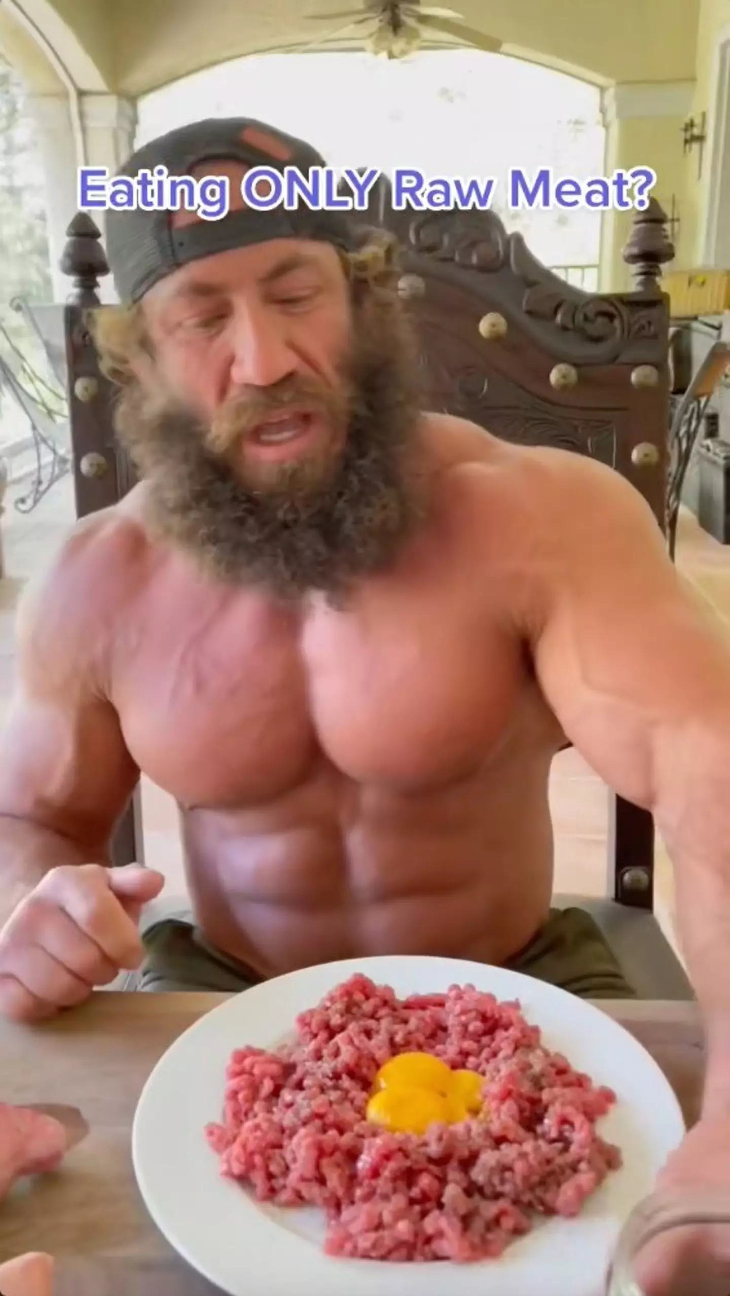 The self-described "Liver King' with his rather unappetising meal.