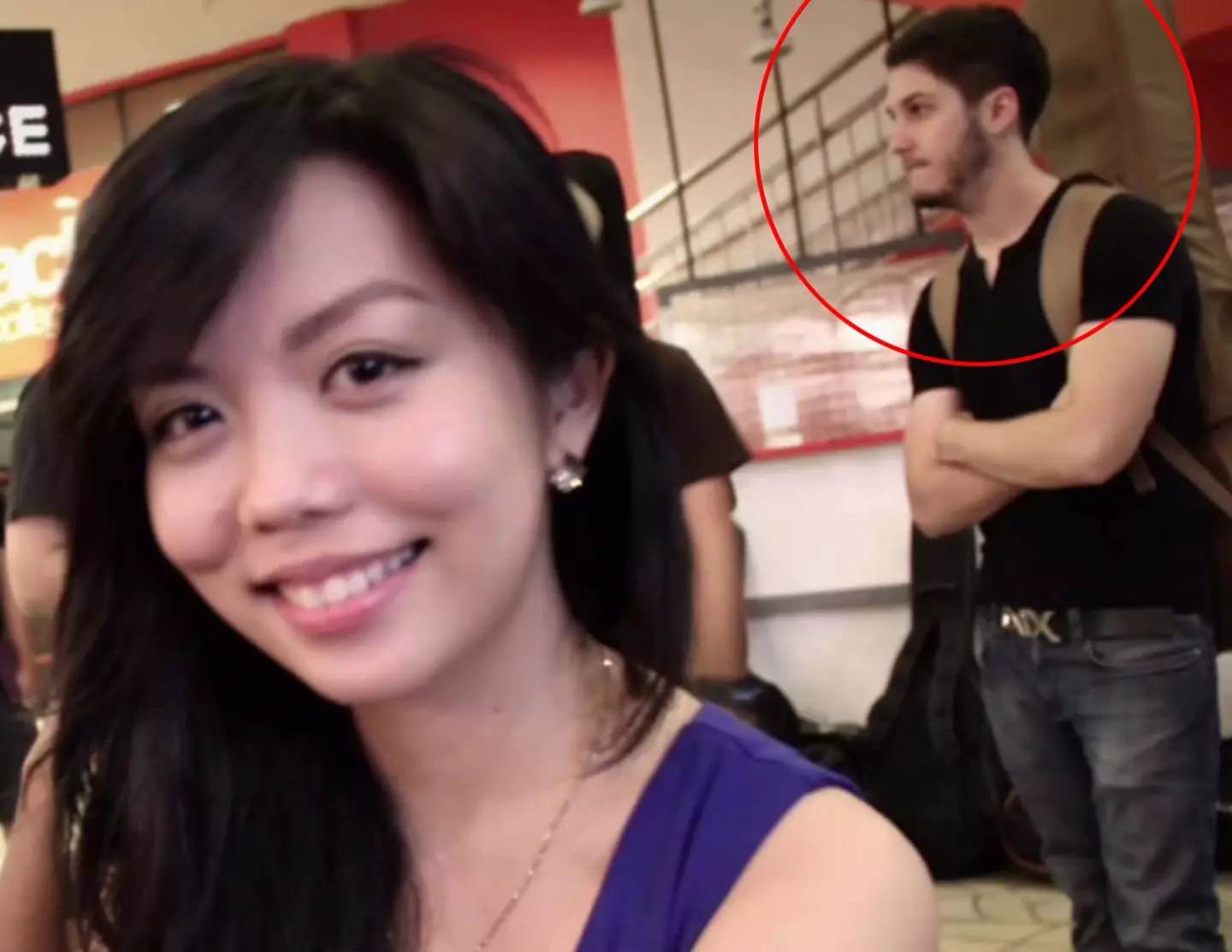 She realised the man in the background was her husband years before they met.