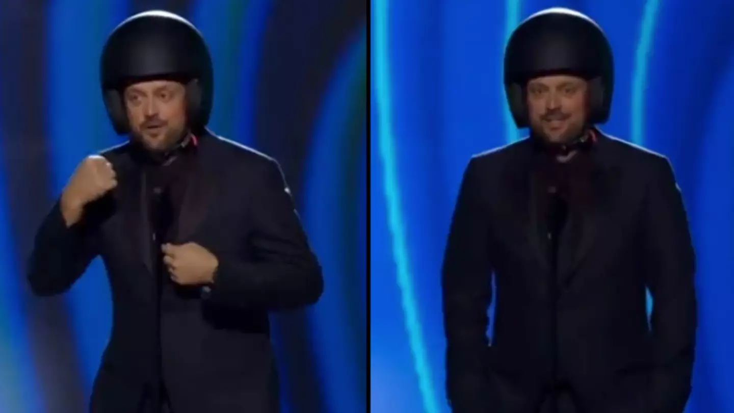 Comedian Wears Helmet During Speech At The Grammys In Case He Gets Slapped