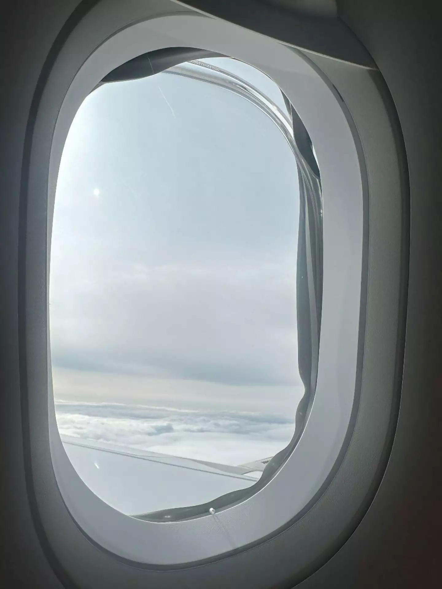 A member of the plane crew found the seal around one of the windows 'flapping' and discovered that some panes of glass were missing.