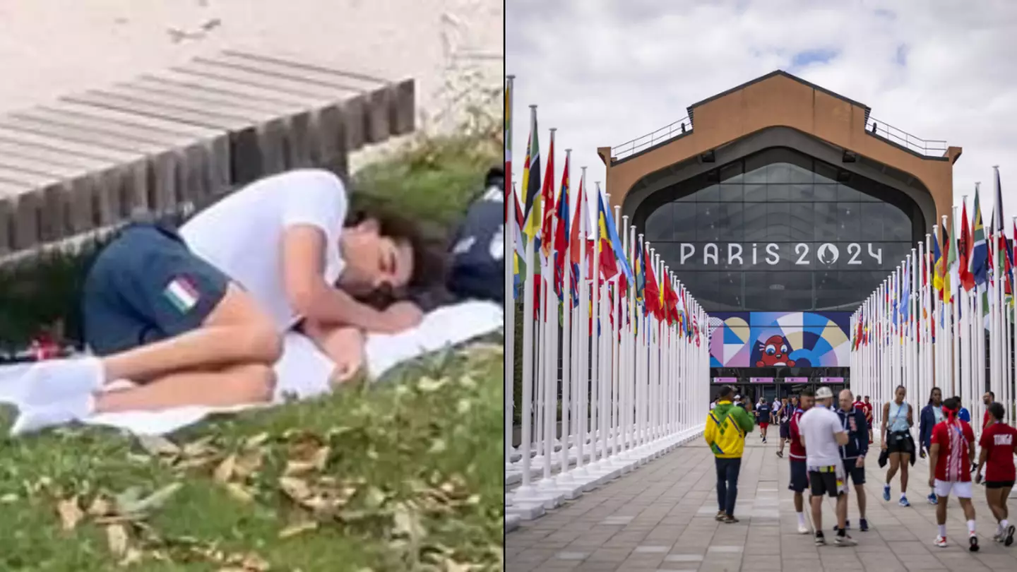 Olympic gold medallist spotted sleeping in park following complaints about 'subpar' standards at athletes' village