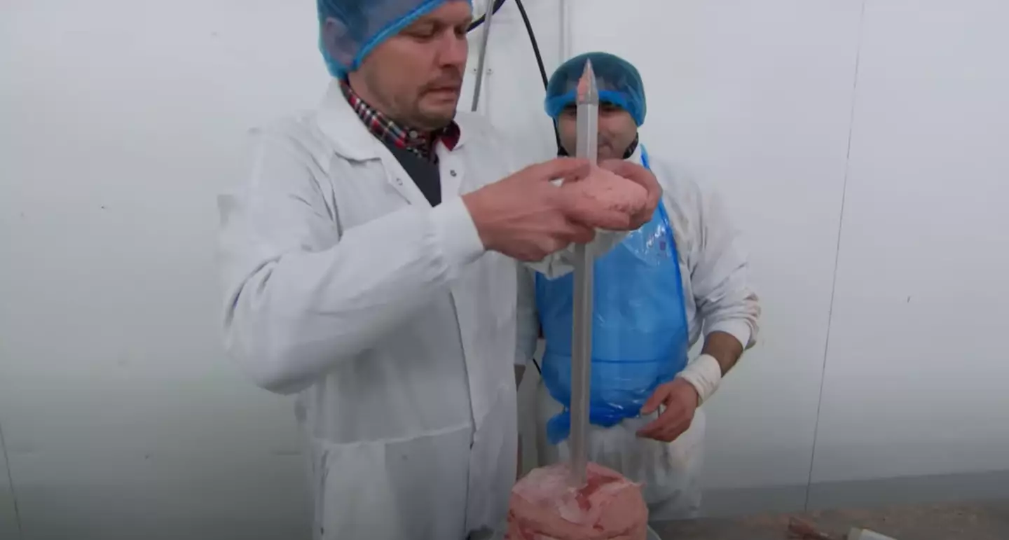 The doner meat ends up spinning slowly on the rotisserie in takeaways.