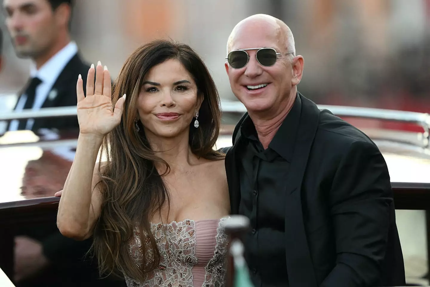 Jeff Bezos with his blushing bride, Lauren Sanchez ( MARCO BERTORELLO/AFP via Getty Images)
