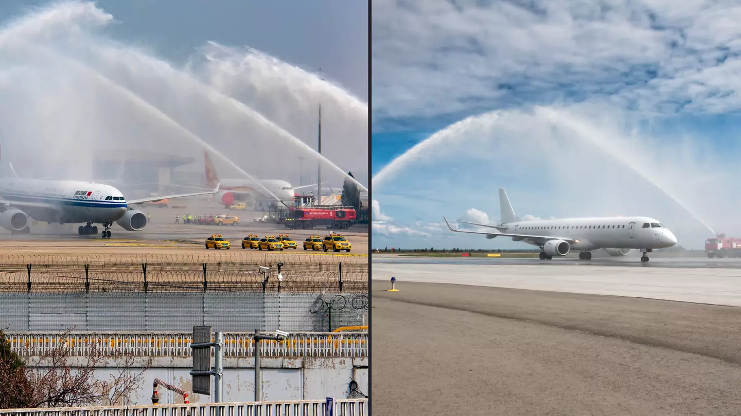 People are just finding out why fire engines spray water at planes when they land