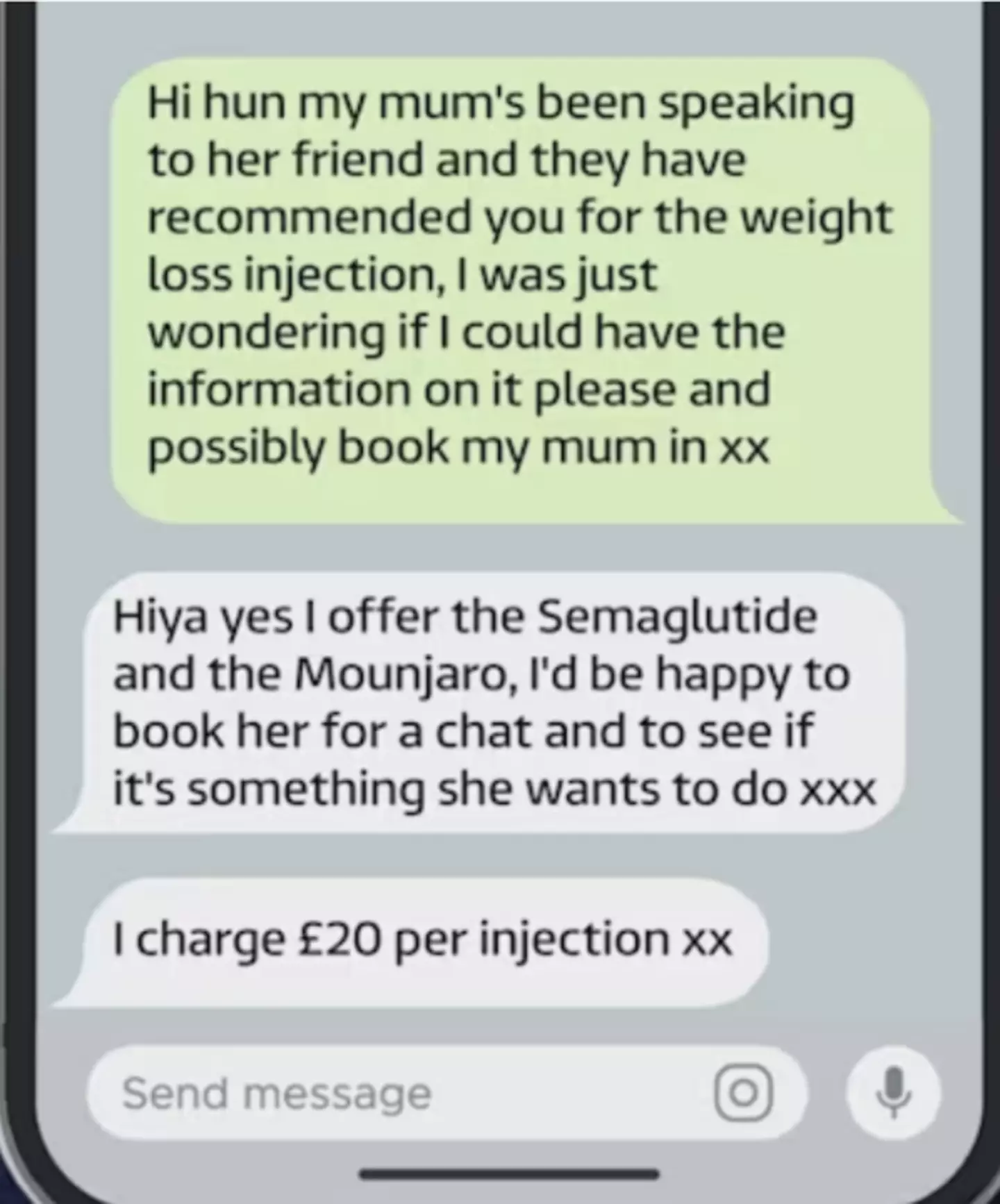 The texts were also revealed (ITV)